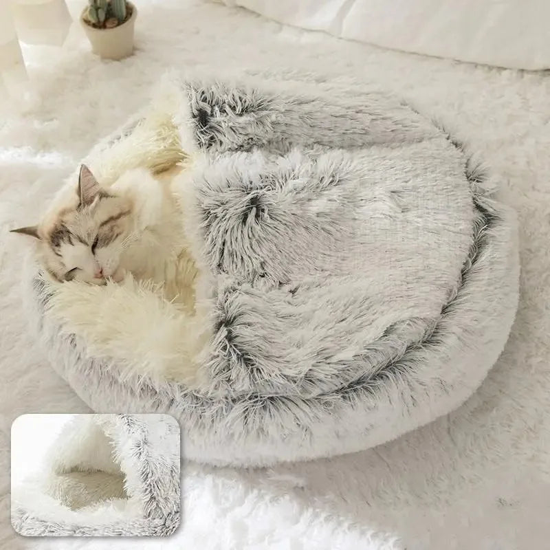 Plush cat bed