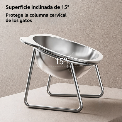 Alimentador Elevado para Gatos de Acero Inoxidable
