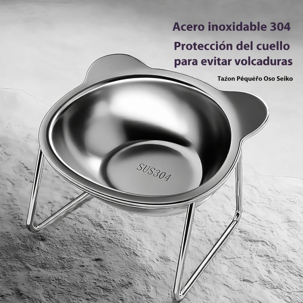 Alimentador Elevado para Gatos de Acero Inoxidable