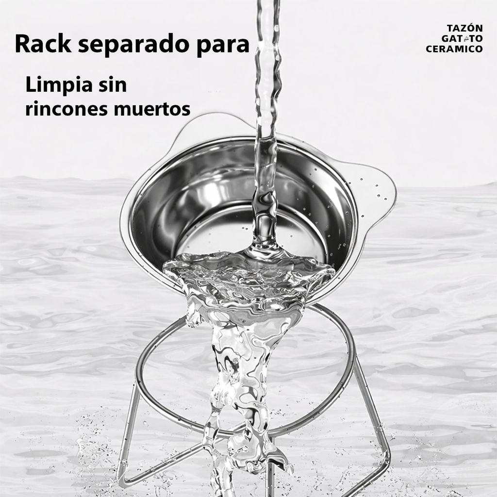 Alimentador Elevado para Gatos de Acero Inoxidable