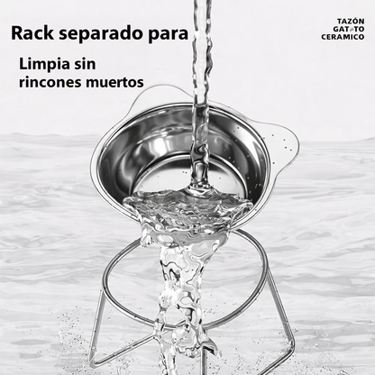 Alimentador Elevado para Gatos de Acero Inoxidable