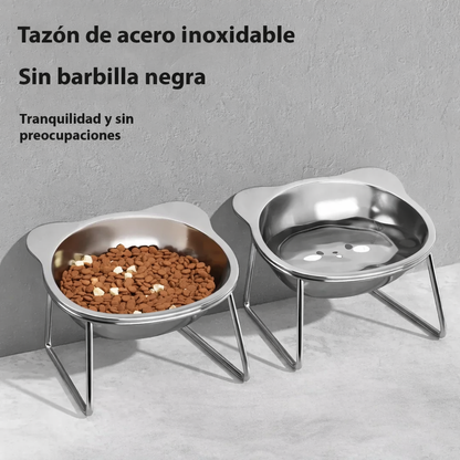Alimentador Elevado para Gatos de Acero Inoxidable