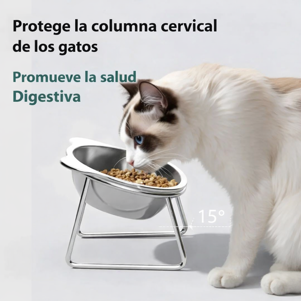Alimentador Elevado para Gatos de Acero Inoxidable
