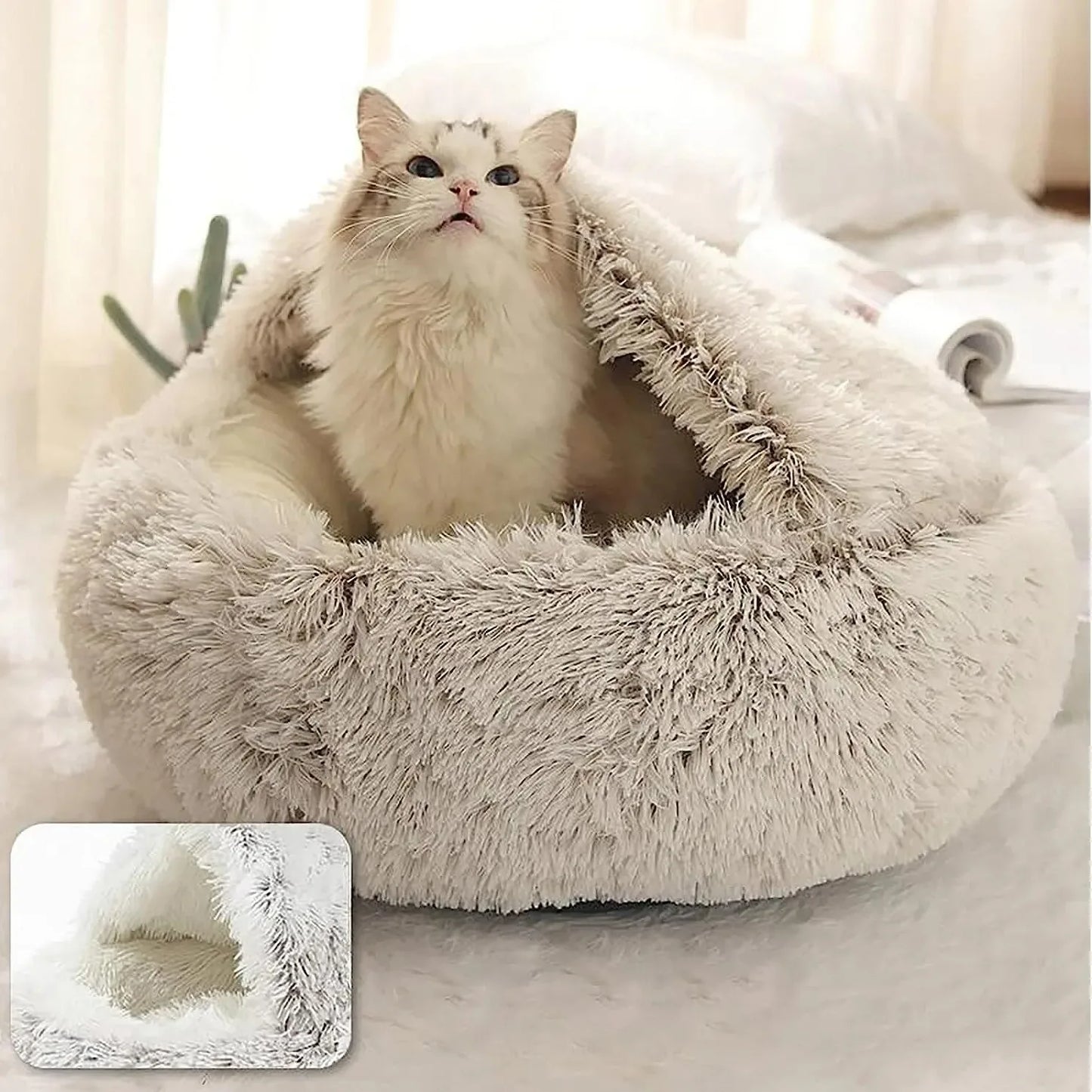 Plush cat bed